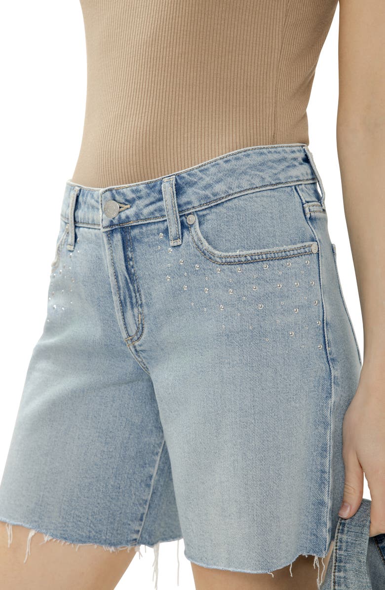 Silver Jeans Co. Suki Curvy Raw Hem Studded Mid Thigh Denim Shorts, Alternate, color, Wanderlust