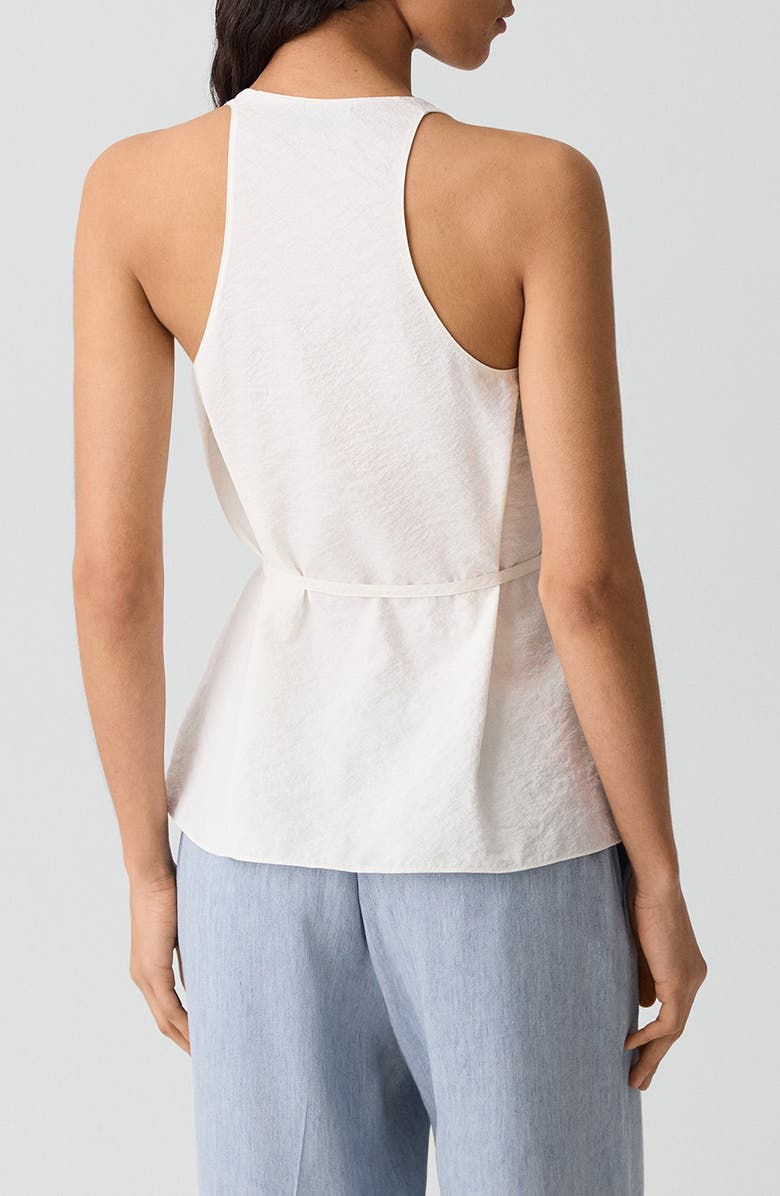 Theory Belted Silk Blend Top, Alternate, color, Ivory