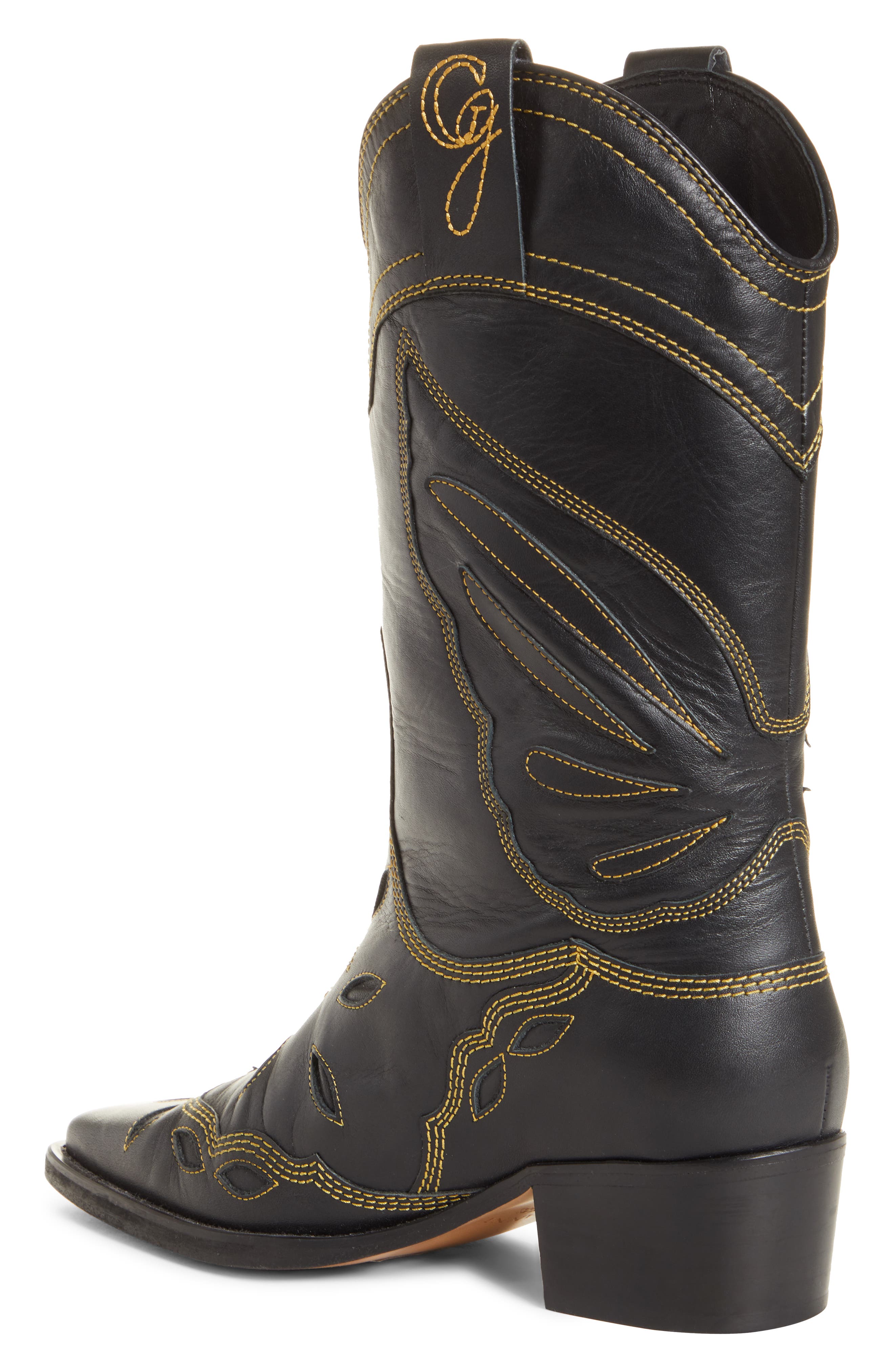 Ganni Texas Tall Western Boot, Alternate, color, 