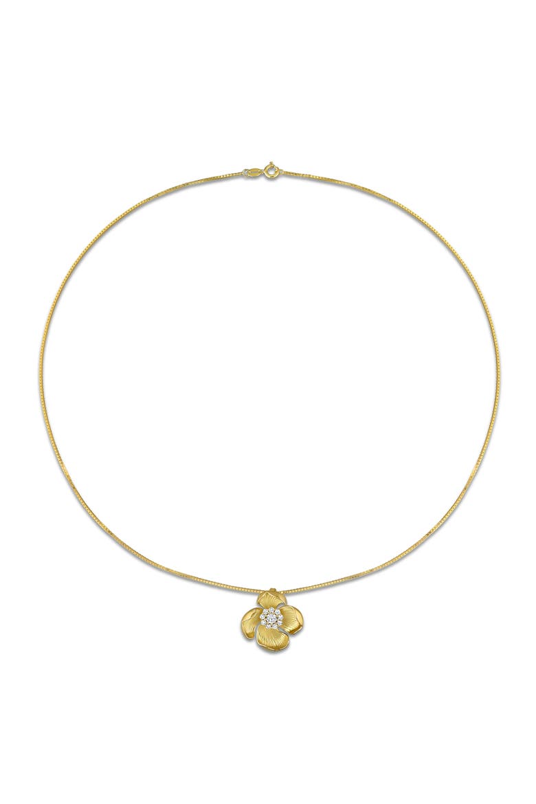 Lab-Grown Diamond Flower Necklace Yellow Plated, Alternate, color, Yellow-Plated