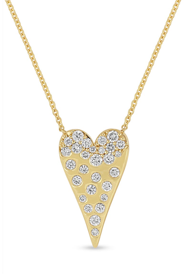 18K Gold Kiera Diamond Heart Pendant Necklace, Main, color, 18KY GOLD