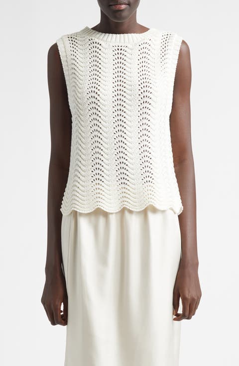 Vittoria Open Knit Cotton Sleeveless Sweater