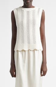 LOULOU DE SAISON Vittoria Open Knit Cotton Sleeveless Sweater