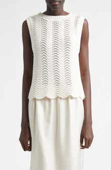 Vittoria Open Knit Cotton Sleeveless Sweater