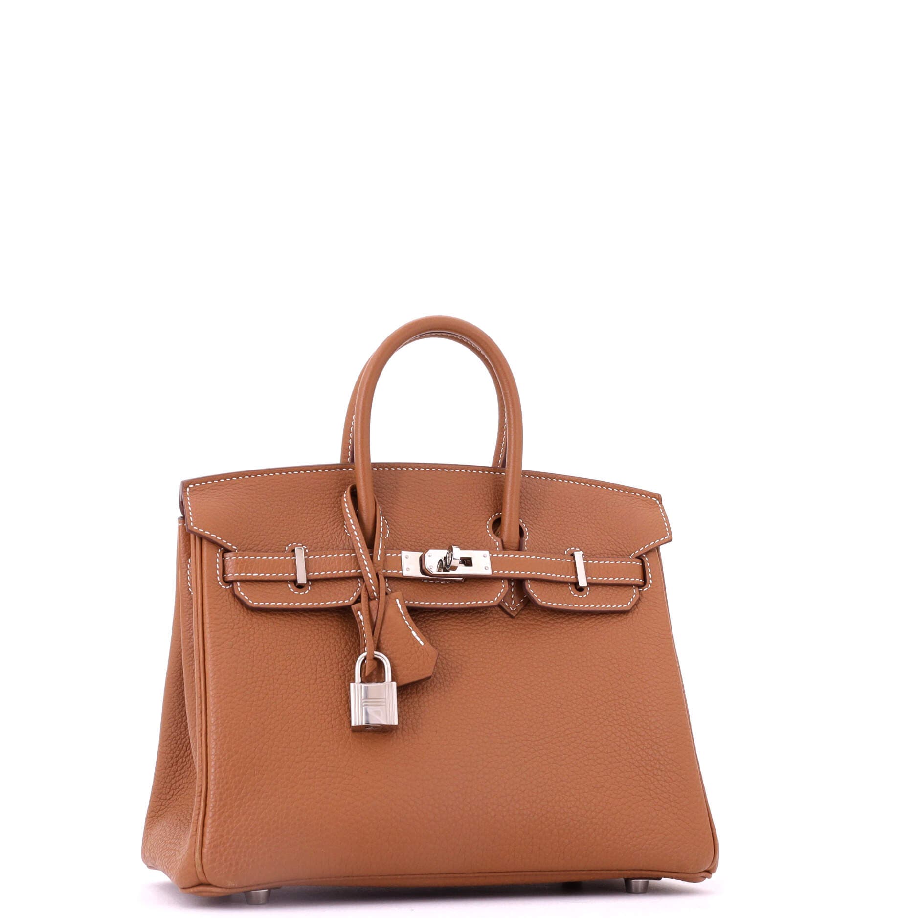 Pre-Owned Hermes Birkin Handbag Brown Togo with Palladium Hardware 25, Alternate, color, Gold
