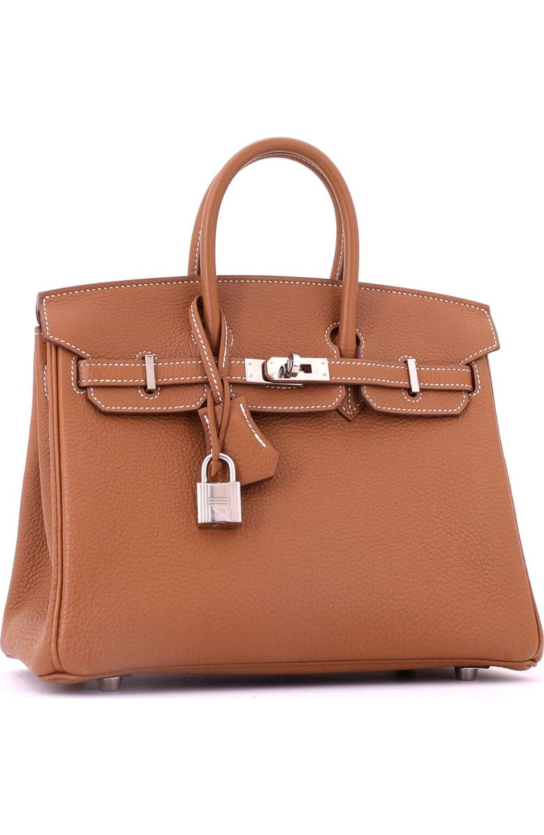 Pre-Owned Hermes Birkin Handbag Brown Togo with Palladium Hardware 25, Alternate, color, Gold
