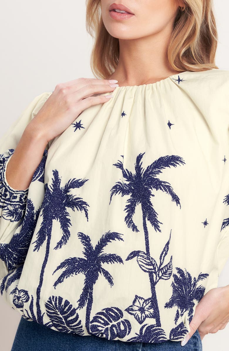 FLYING TOMATO Printed Puff Sleeve Top, Alternate, color, Off White