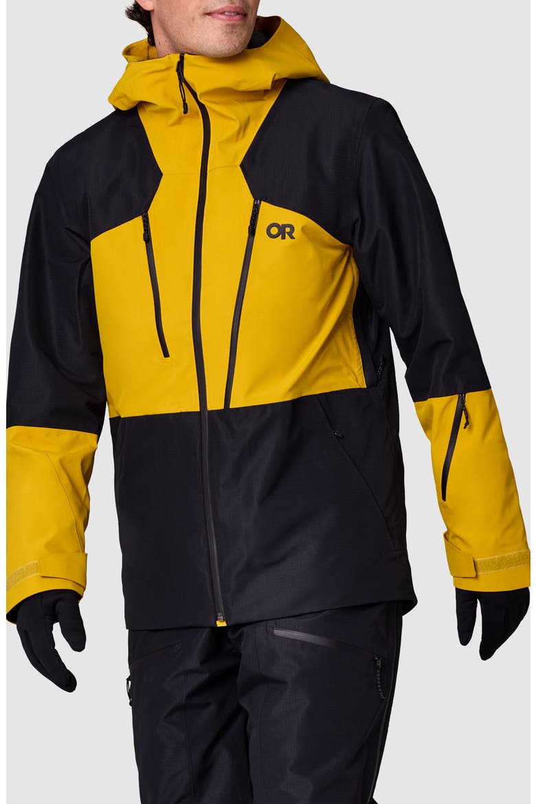Powderverse Waterproof Ski Jacket, Main, color, AMBER/ BLACK