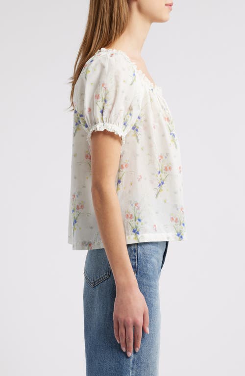 Shop Doen Dôen Frederica Floral Organic Cotton Top In Painted Bouquet