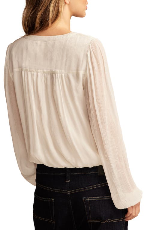 Lucky Brand Smocked Yoke Bubble Crop Top In White