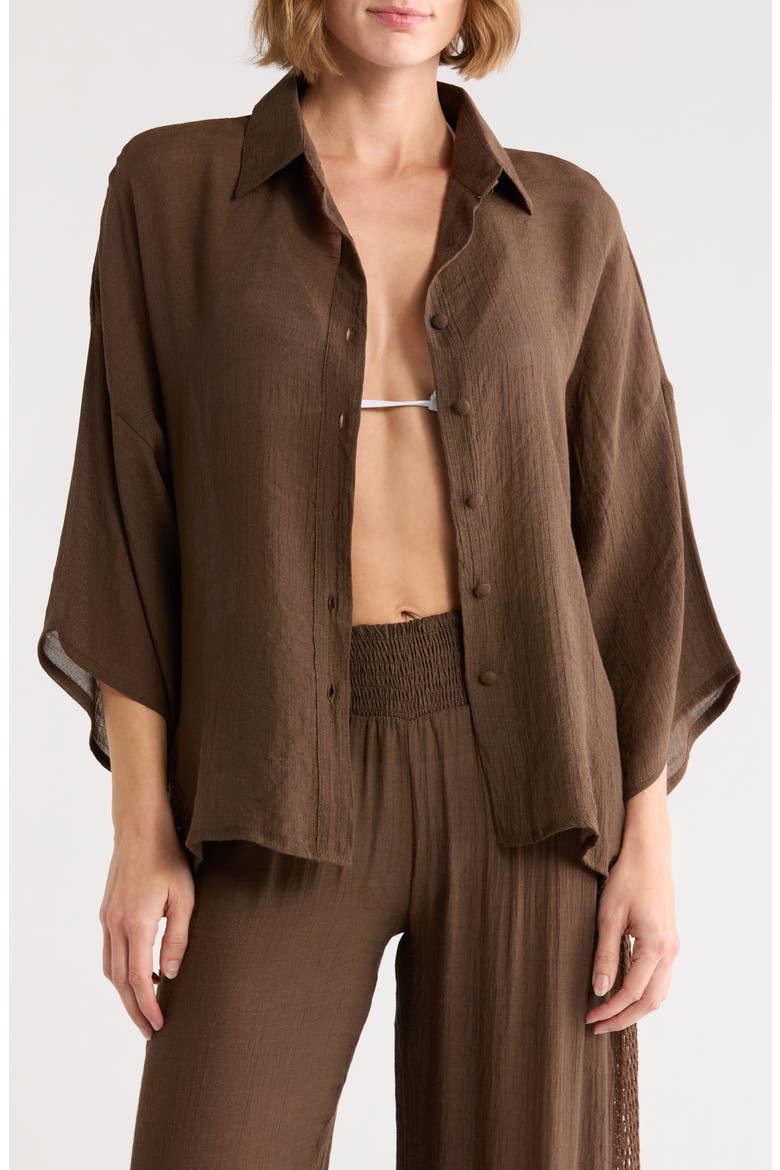 Cover-Up Shirt, Main, color, CHOCOLATE