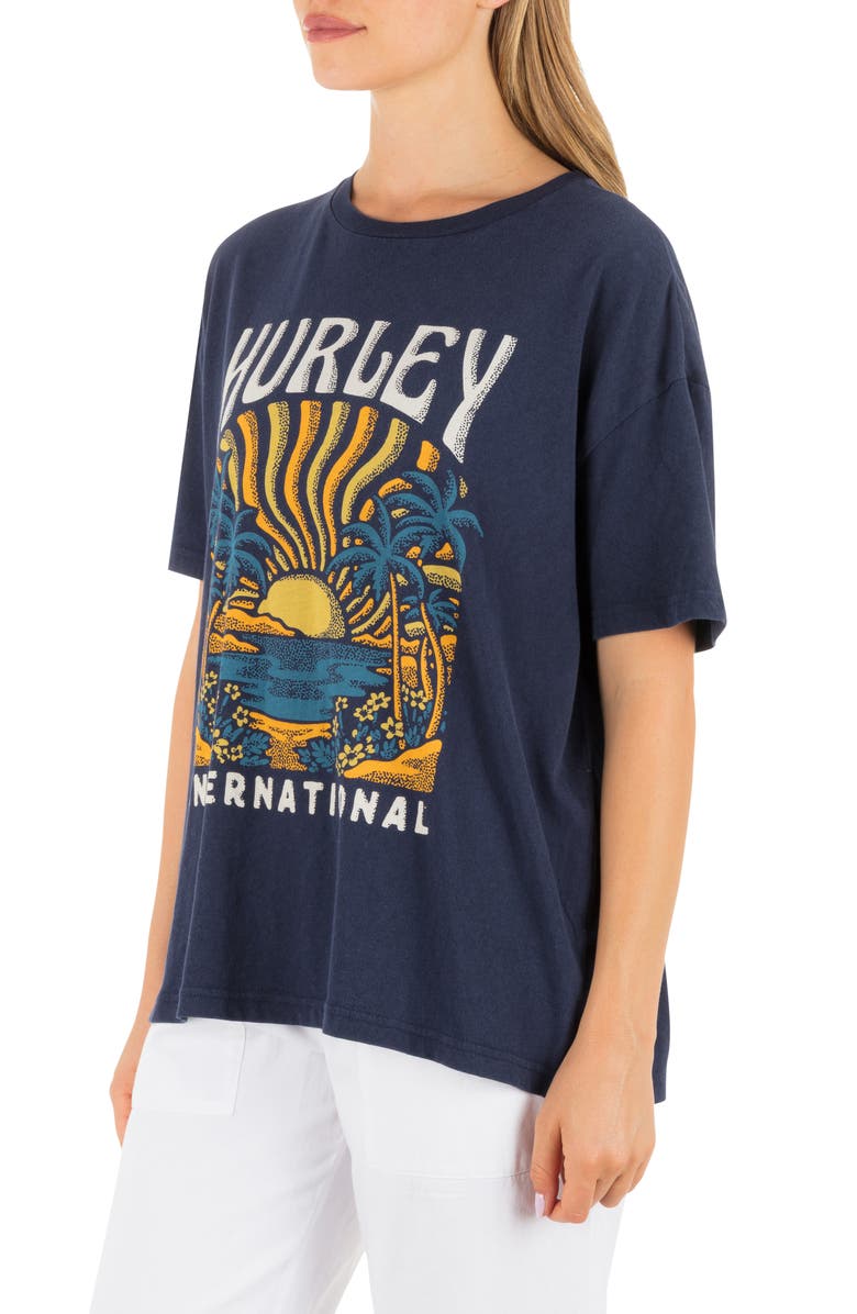 Hurley Bliss Oversize Cotton Graphic Boyfriend T-Shirt, Alternate, color, Navy Blues