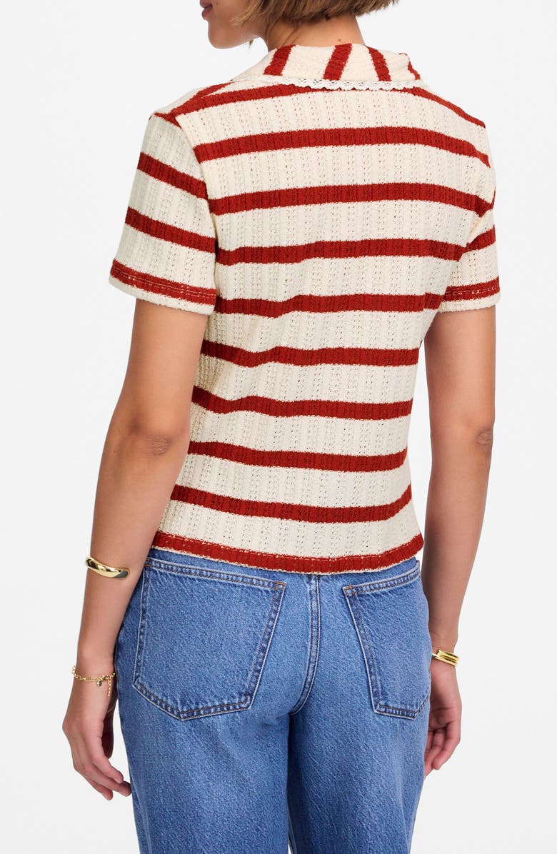 Madewell Stripe Knit Polo, Alternate, color, Red Ochre