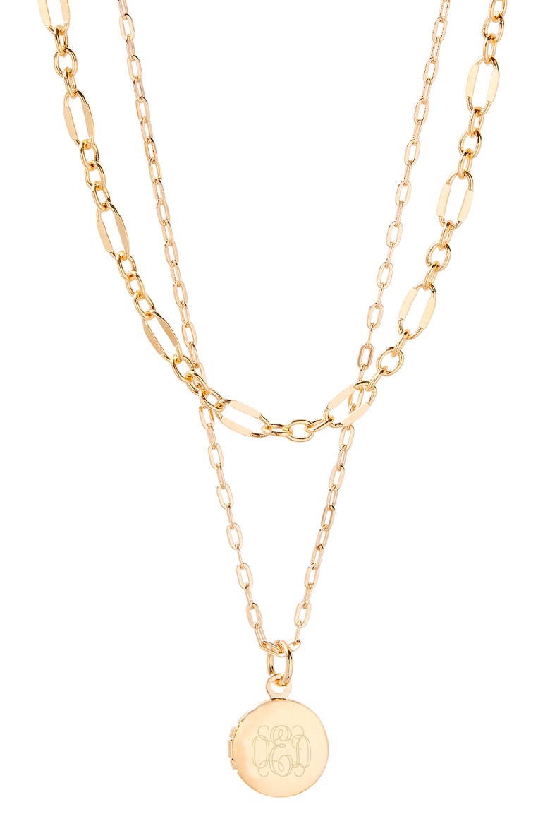 Isla Petite Monogram Locket Layering Necklace Set, Main, color, GOLD