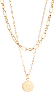 Brook and York Isla Petite Monogram Locket Layering Necklace Set