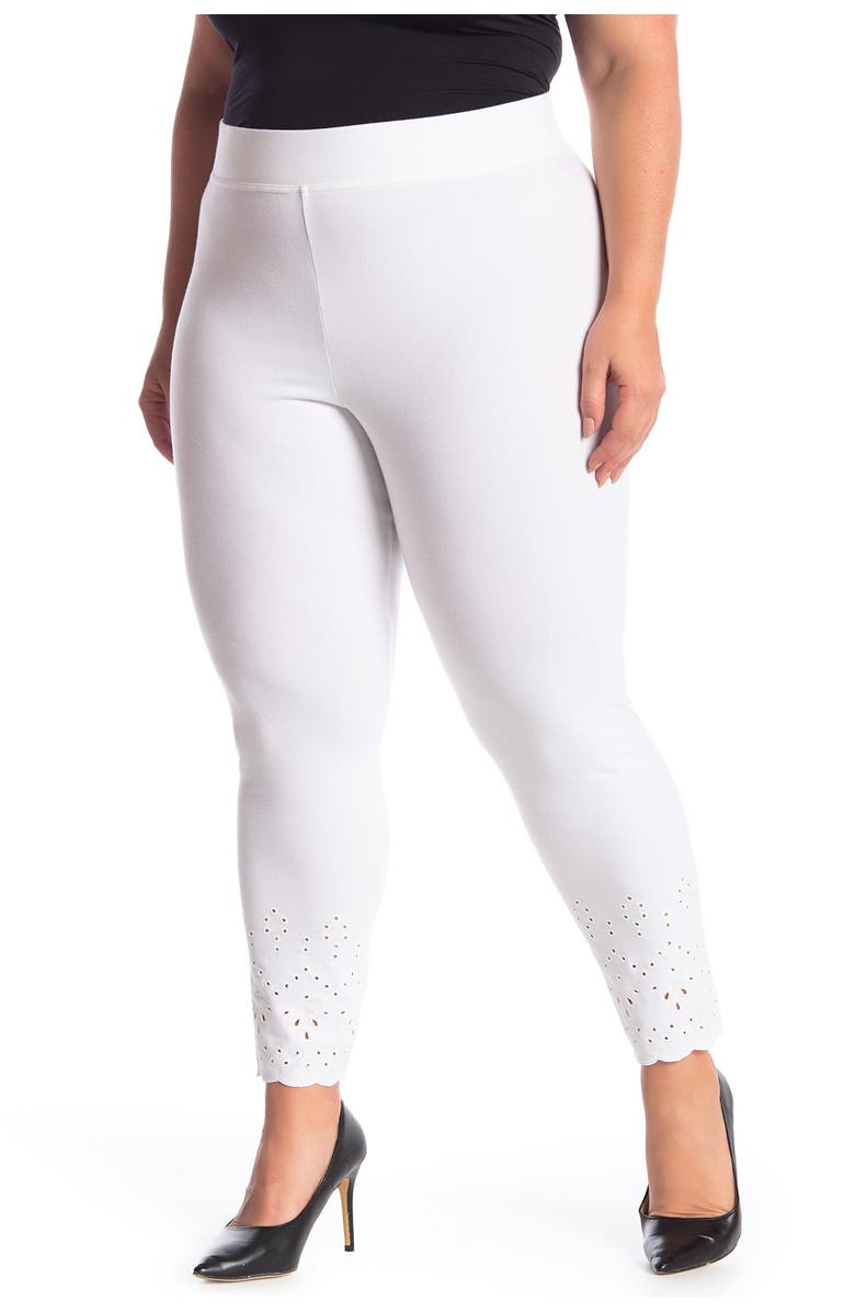 Hue Eyelet Hem Knit Jeggings, Alternate, color, 