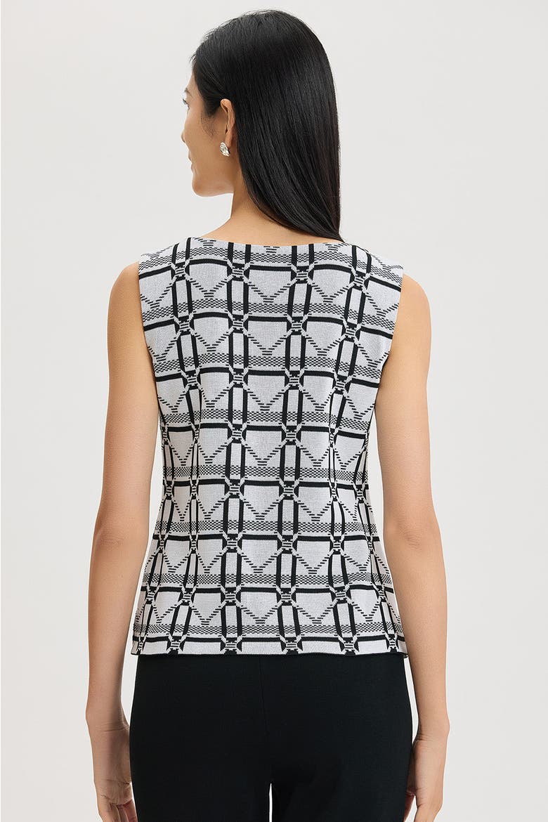 Monochrome Geometric Knit Tank, Alternate, color, Ivory/Black