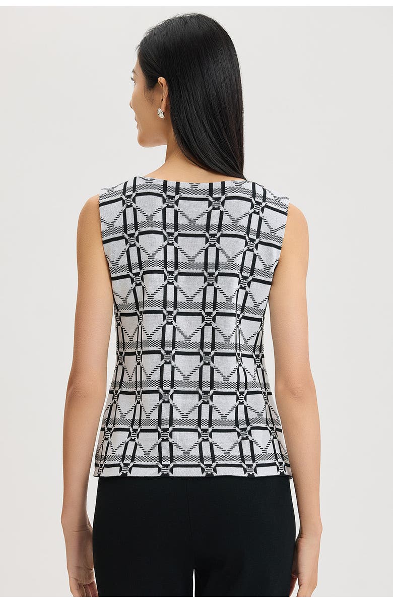 Ming Wang Monochrome Geometric Knit Tank, Alternate, color, Ivory/Black