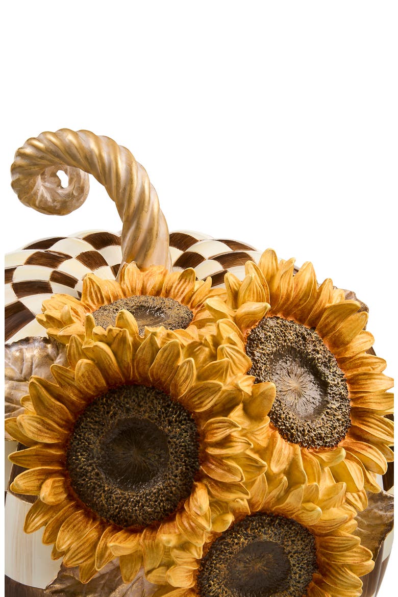Chocolate Check Sunflower Pumpkin Decoration, Alternate, color, BROWN