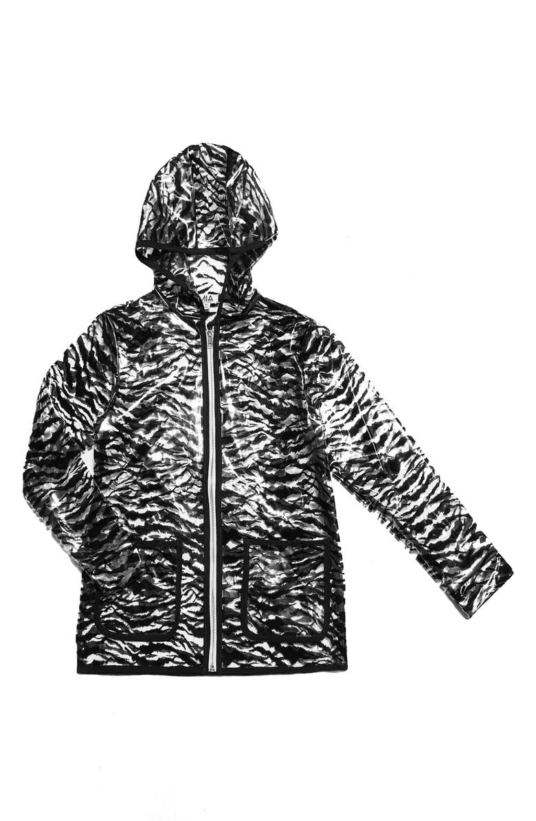 MIA New York Kids' Holographic Hooded Clear Raincoat, Main, color, 