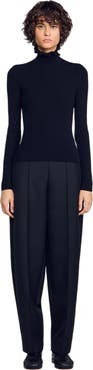 SANDRO Ruffled roll-neck wool sweater