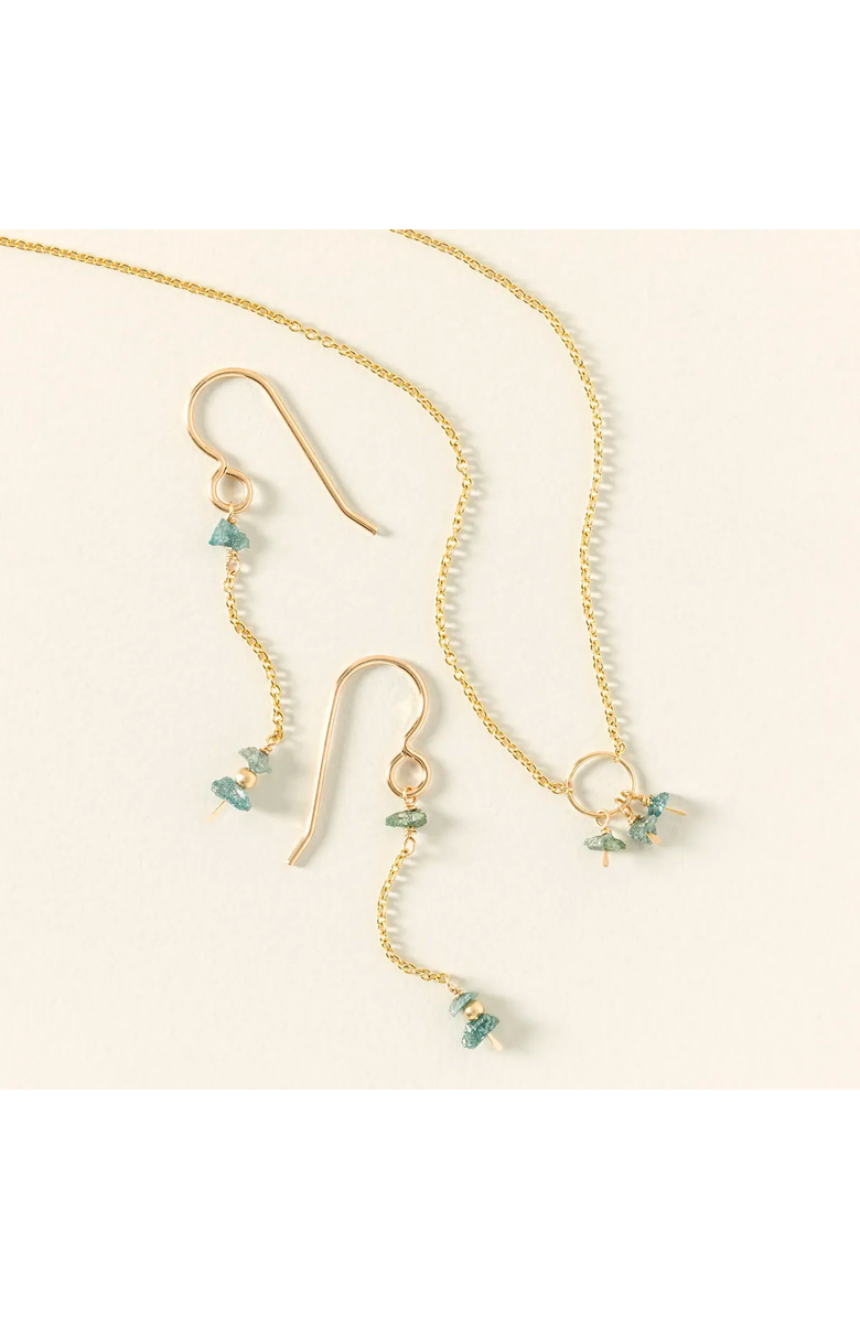 Uncommon Goods Delicate Raw Blue Diamond Earrings, Alternate, color, Silver