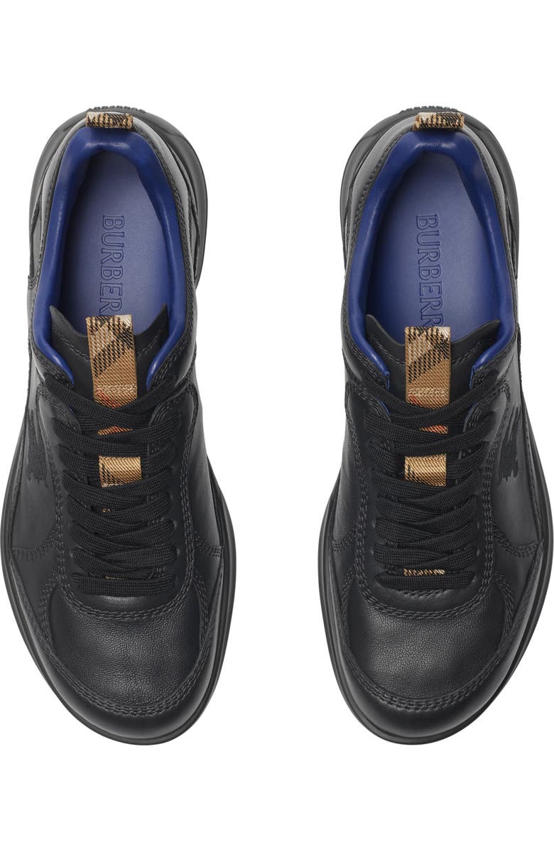 Burberry Leather Matrix Sneakers, Alternate, color, Black