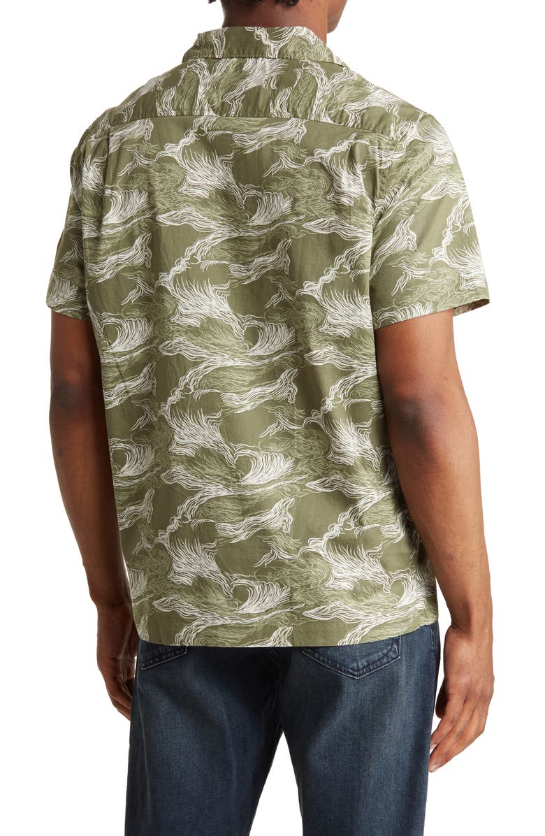 Lucky Brand Short Sleeve Button-Up Club Shirt, Alternate, color, Surf Wave Green