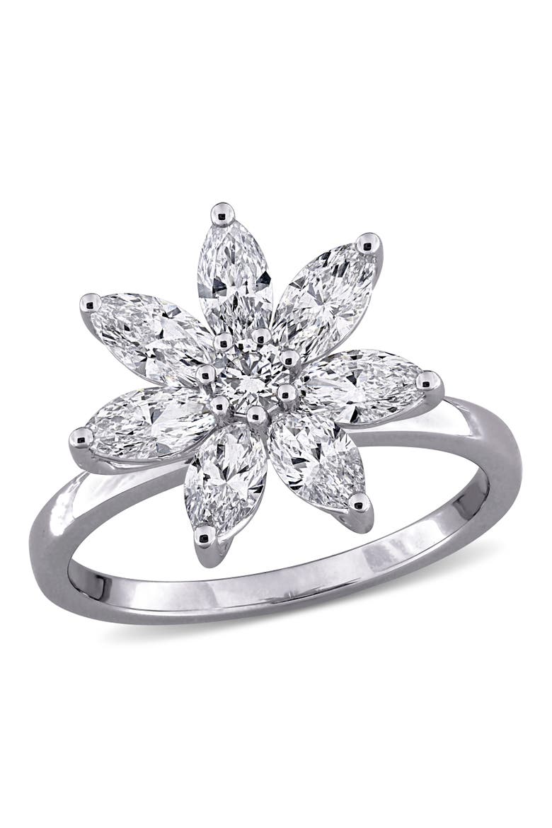 1-1/2 CTW Lab-Grown Diamond Flower Ring 14k, Main, color, White Gold
