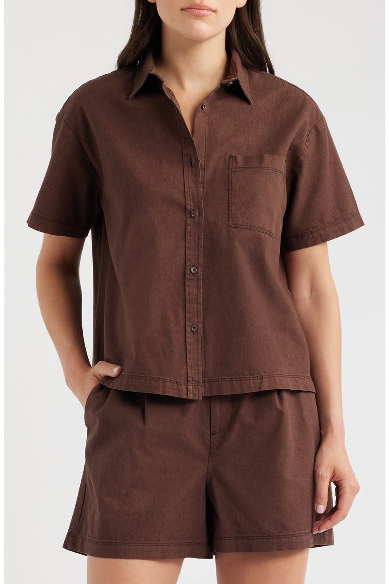 French Button-Up Shirt, Main, color, FRENCH ROAST