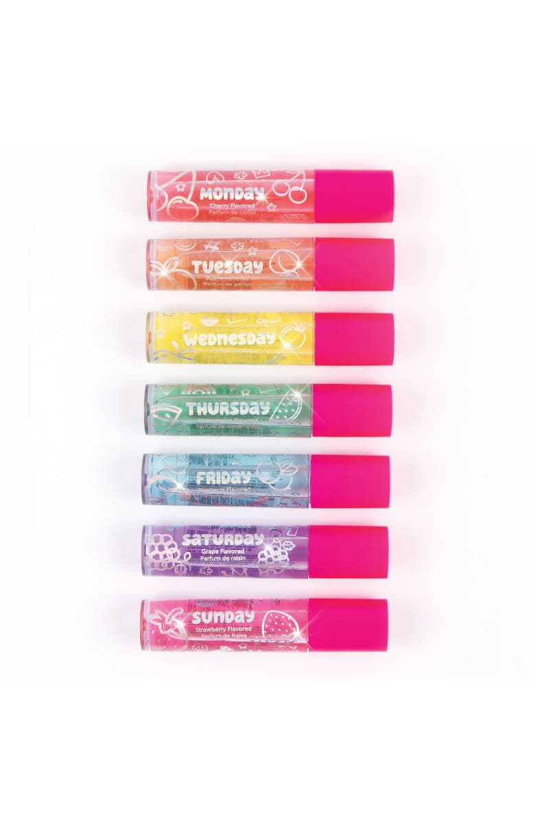 Three Cheers For Girls 3C4G Days Of The Week Lip Gloss Set 7 Piece Rollerball Flavored Set, Alternate, color, Multicolored