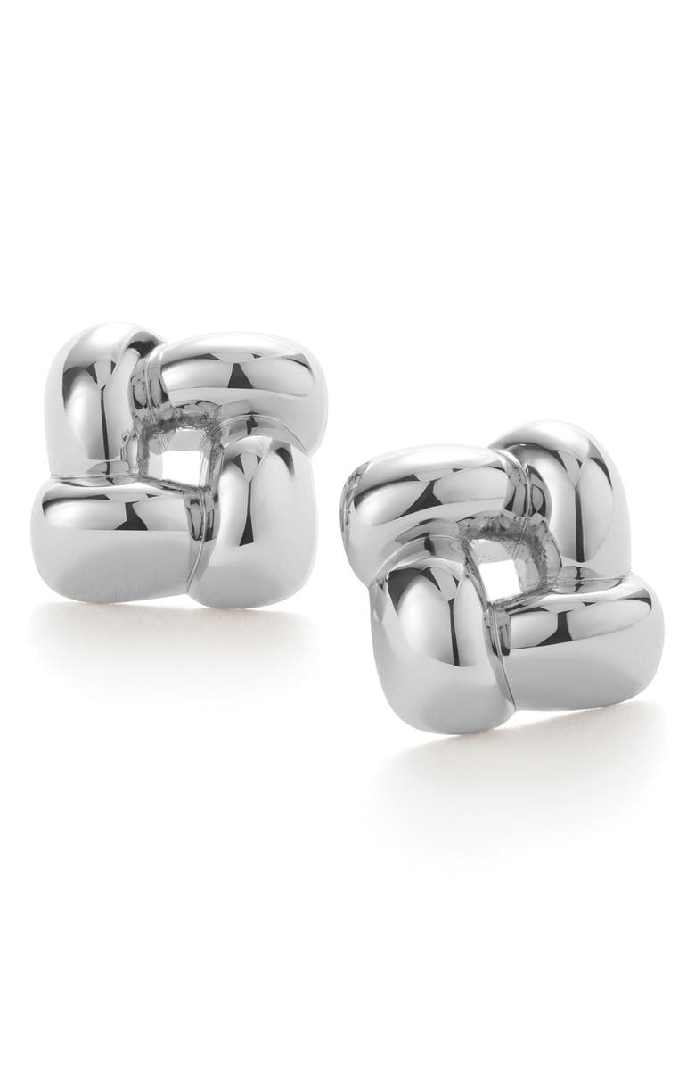 JENNY BIRD Medium Woven Square Stud Earrings, Main, color, High Polish Silver