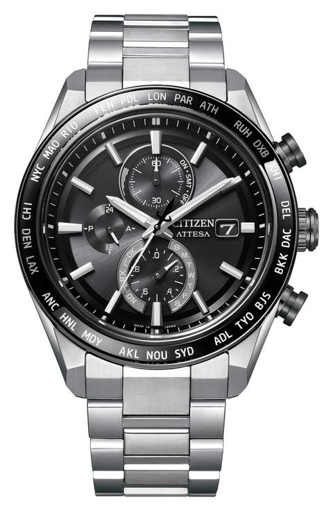 ATTESA Atomic Timekeeping Chronograph Super Titanium™ Bracelet Watch, 42mm