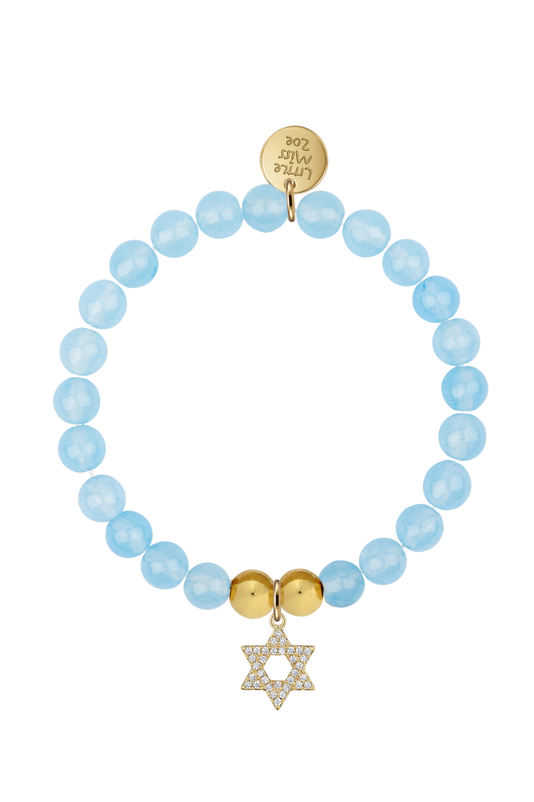 Semi-Precious Gemstone Star of David  Charm Bracelet in Gift Pouch, Main, color, Blue