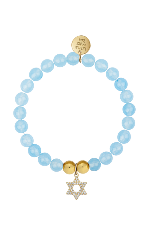 Semi-Precious Gemstone Star of David  Charm Bracelet in Gift Pouch