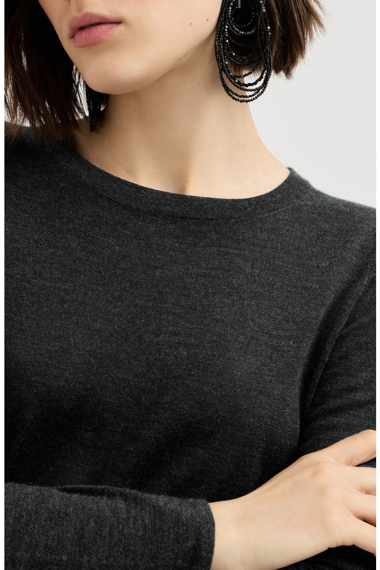 Cashmere and silk lightweight sweater, Alternate, color, Anthracite