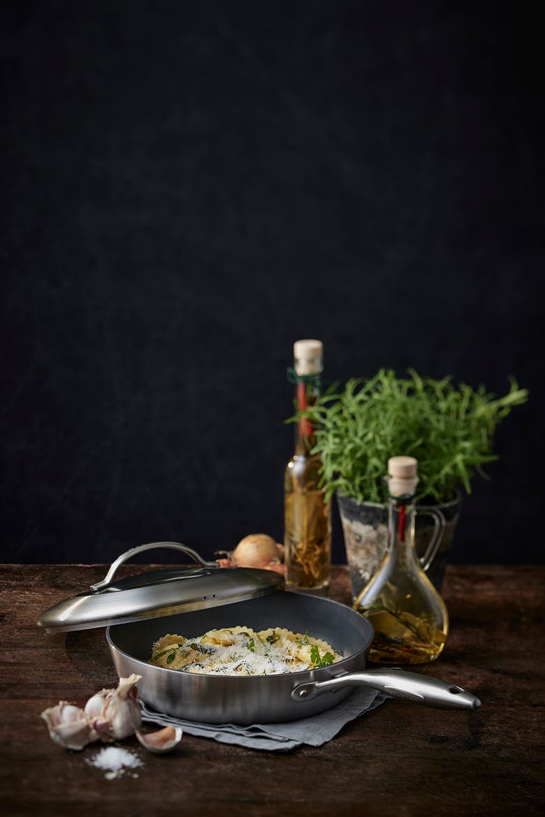 CTX 12.75 Inch Nonstick Saute Pan with Lid, Stainless Steel, Alternate, color, Silver