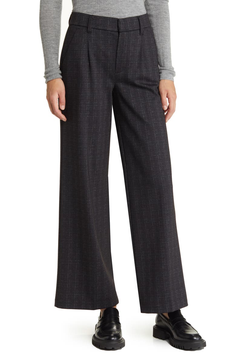 Wit & Wisdom 'Ab'Solution Skyrise Plaid Wide Leg Ponte Pants, Main, color,