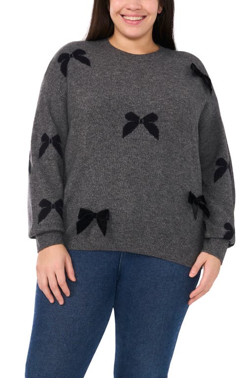 CeCe 3D Bow Creneck Sweater in Med Htr Grey  product