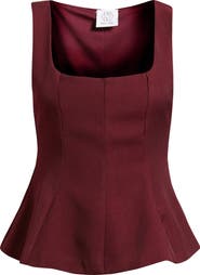 NIKKI LUND Maron Square Neck Sleeveless Peplum Top