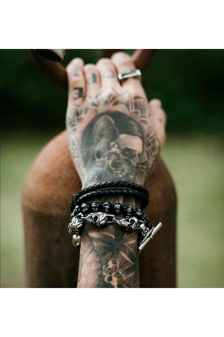 Ohm Bead Bracelet, Alternate, color, Black