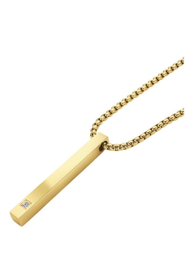 Men's Stainless Steel Vertical Bar Pendant Necklace, Alternate, color, GOLD