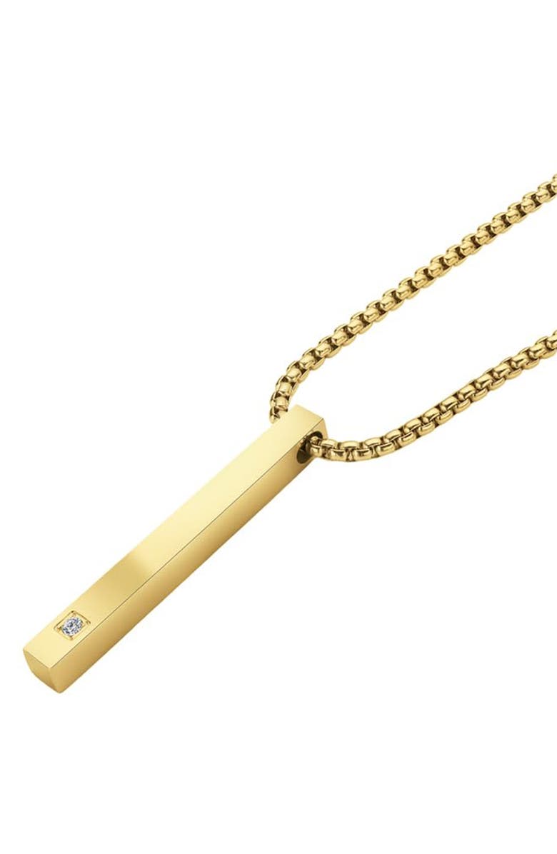 GEOFFREY BEENE Men's Stainless Steel Vertical Bar Pendant Necklace, Alternate, color, Gold