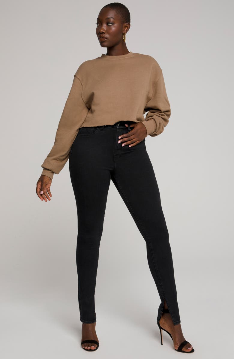 Good American Cropped & Cool French Terry Sweatshirt, Alternate, color,