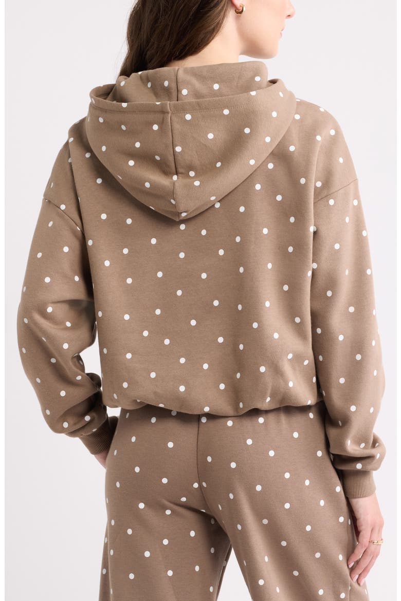 Printed Oversize Bubble Hem Hoodie, Alternate, color, BROWN T- WHITE COZY DOT