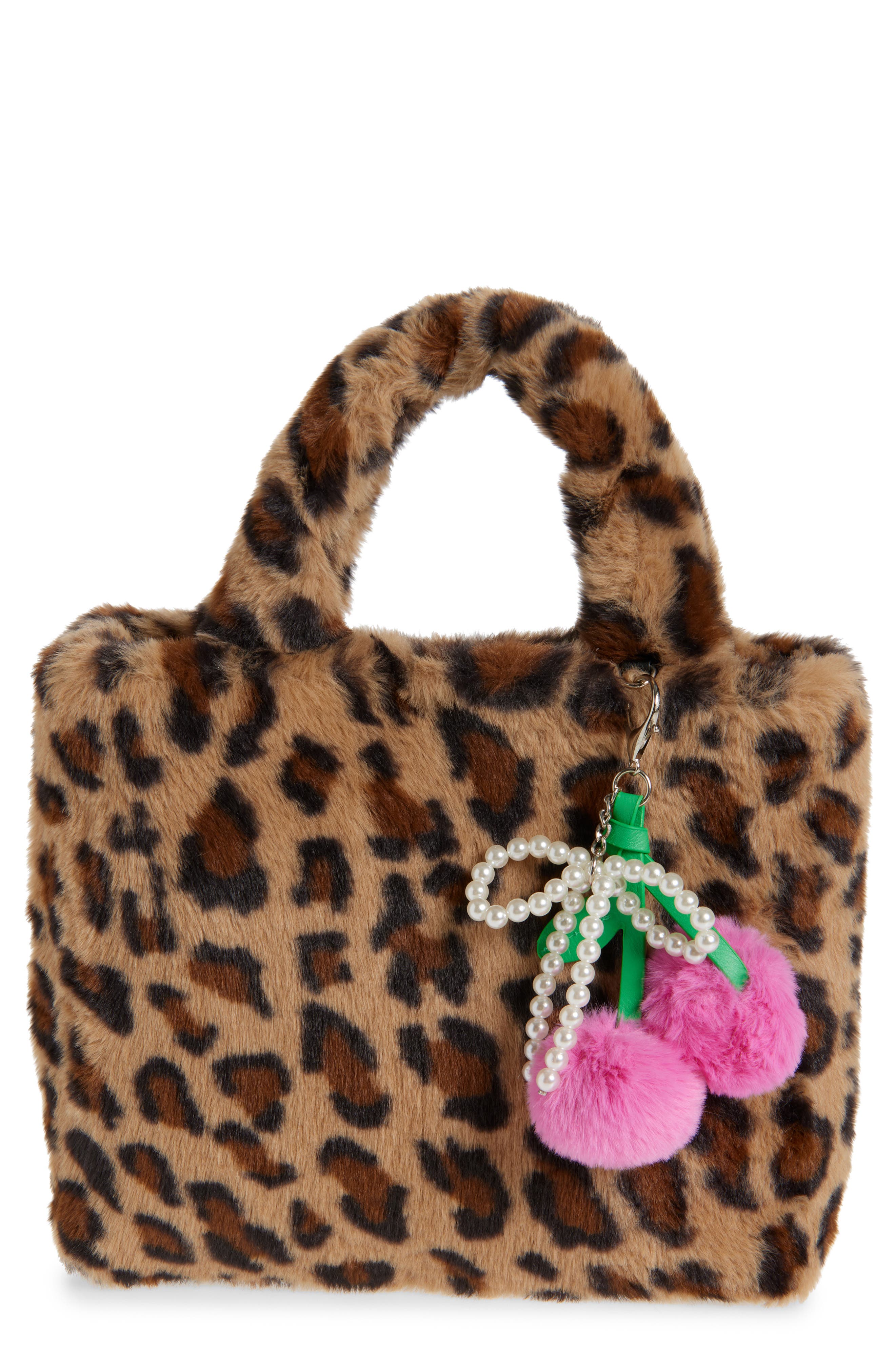 OMG Accessories Kids
 Mini Leopard Faux Fur Tote, Main, color, 