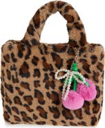 OMG Accessories Kids' Mini Leopard Faux Fur Tote