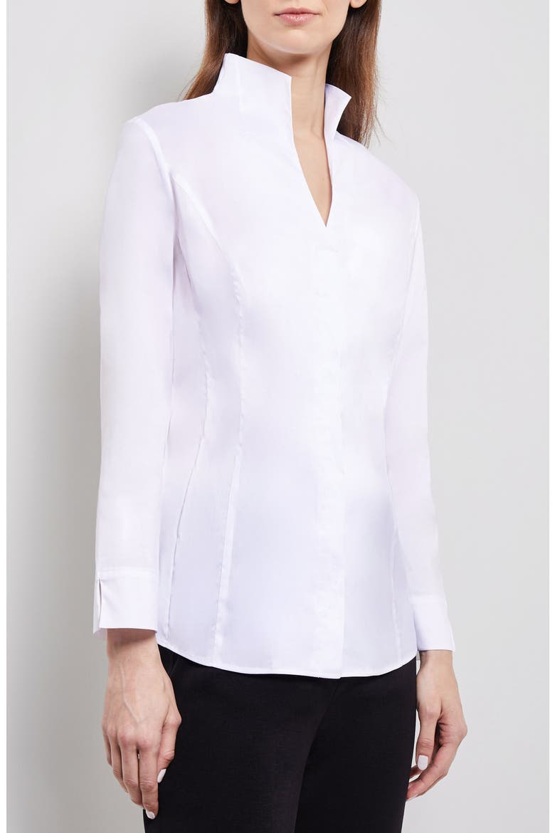 Stand Collar Button-Up Shirt, Alternate, color, WHITE