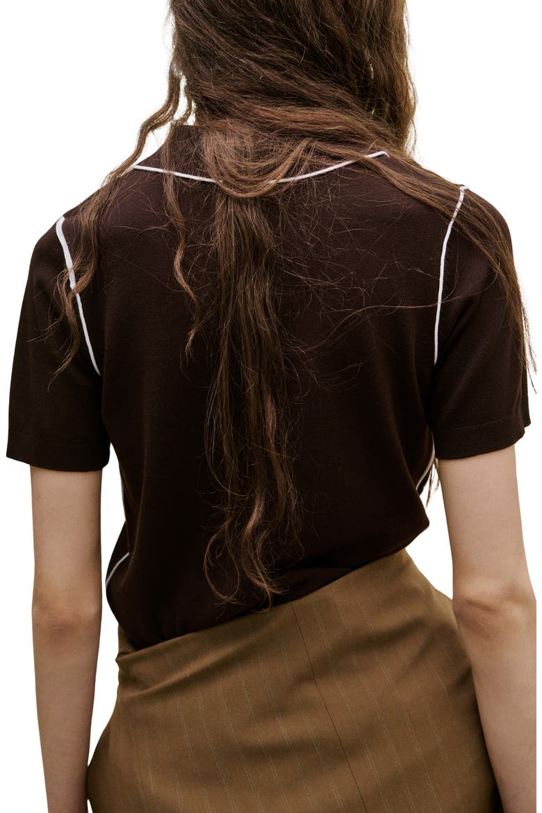 Contrast Tipped Polo Sweater, Alternate, color, CHOCOLATE