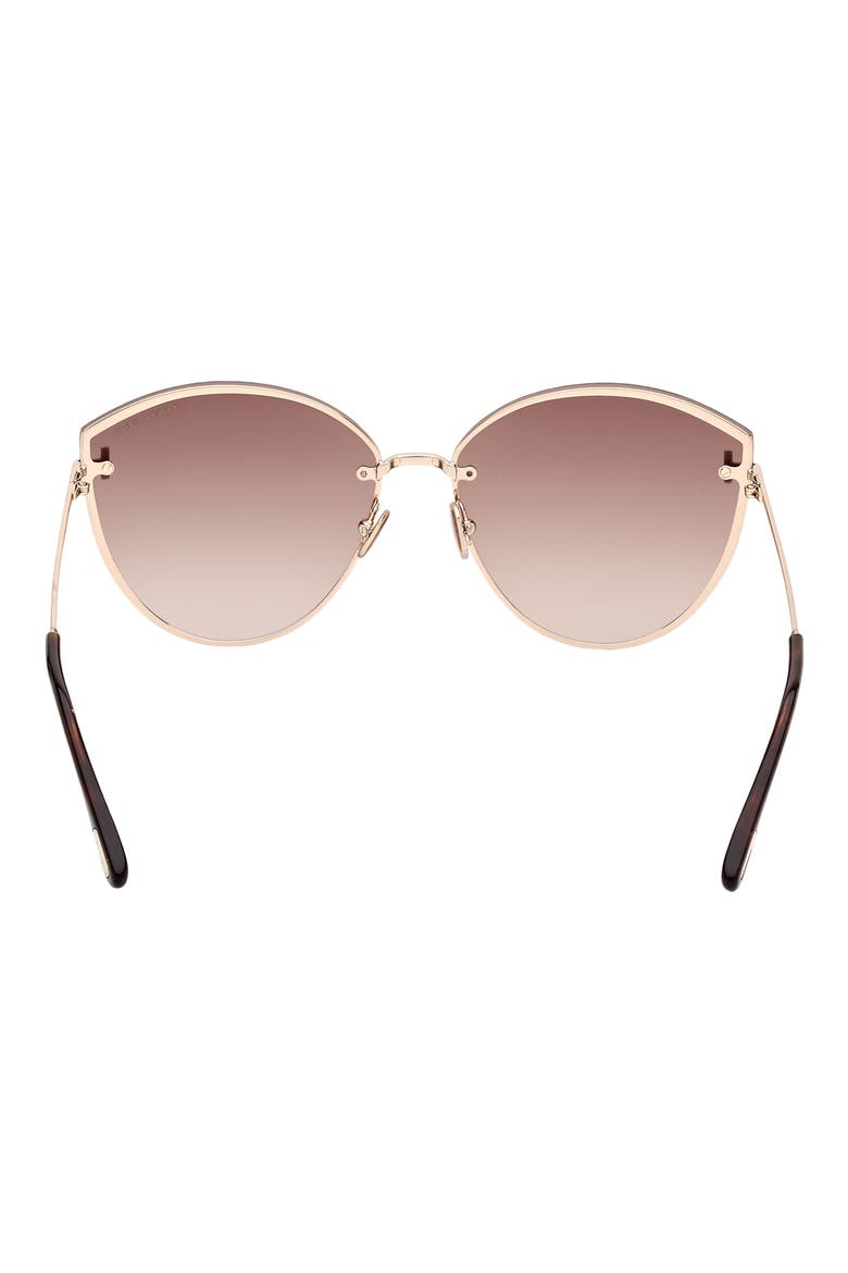 Evangeline 63mm Oversize Gradient Cat Eye Sunglasses, Alternate, color, SHINY ROSE GOLD / BROWN GOLD